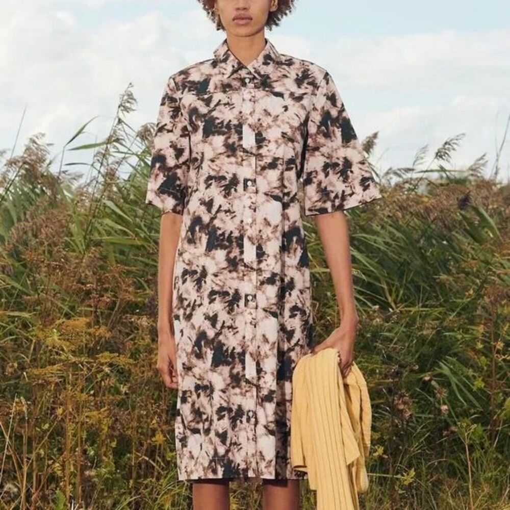 Samsoe Samsoe NWT Demi Shirt Dress Camo Clay Short Sleeve size M Organic Cotton